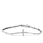 Pulsera Articulada en Oro Blanco 18 Quilates con Cruz de Circonitas