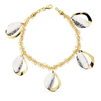 Pulsera Fetiches Colgantes en Oro 18 Quilates Bicolor