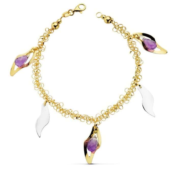 Pulsera Fetiches Colgantes en Oro 18 Quilates Bicolor - Imagen 1