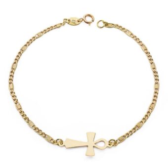 Pulsera 19 cm en Oro Amarillo 18 Quilates Cruz de la Vida