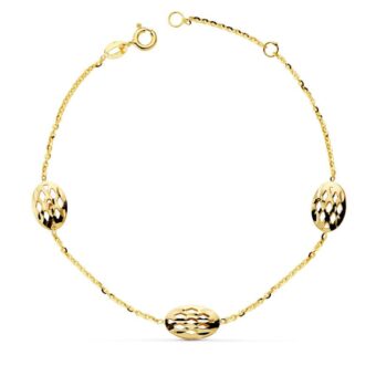 Pulsera 18 cm en Oro Amarillo 18 Quilates Detalles Ovales Calados