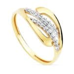 Anillo en Oro Bicolor 18K con Aro Entreabierto y Dos Bandas Diagonales