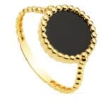 Anillo Gallones Oro Amarillo 18K con Placa 10 mm Ónix
