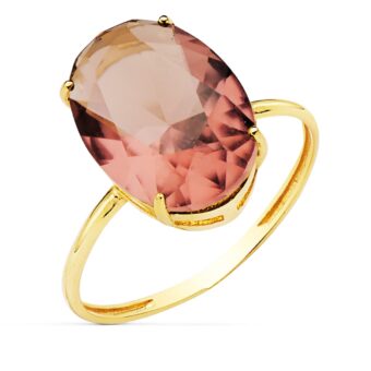 Anillo Oro Amarillo 18 Quilates Piedra Oval 14 x 10 mm Color Alejandrita