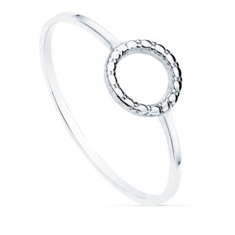 Anillo en Oro Blanco 18K Aro Fino con Motivo Tallado 7,5 mm