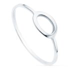 Anillo en Oro Blanco 18K Aro Fino con Círculo 8 x 5 mm
