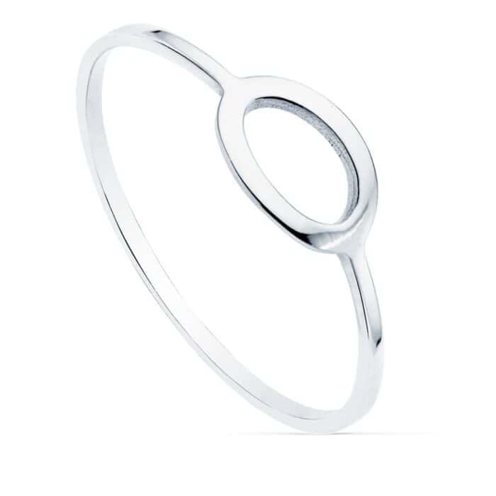 Anillo en Oro Blanco 18K Aro Fino con Círculo 8 x 5 mm - Imagen 1