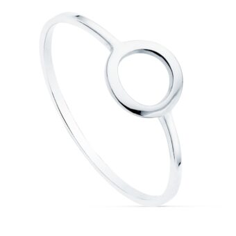 Anillo en Oro Blanco 18K Aro Fino con Círculo 7,5 mm