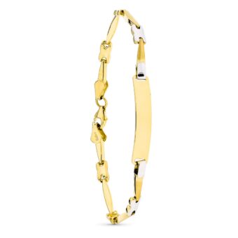 Pulsera Esclava 18 cm en Oro Bicolor 18 Quilates Eslabones Mate Brillo