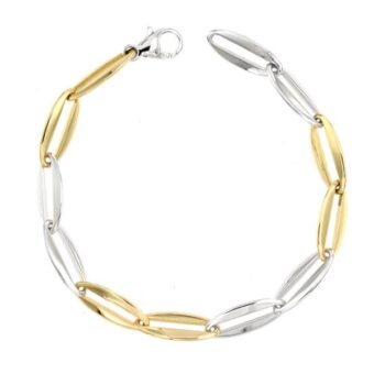 Pulsera en Oro Bicolor 18 Quilates con Eslabones Ovales