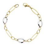 Pulsera Hueca en Oro Bicolor 18 Quilates con Eslabones Ovales