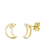 Pendientes 8 x 6 mm Oro Amarillo 18 Quilates Luna con Circonita