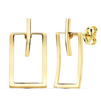 Pendientes Rectángulos 20x11 mm en Oro Amarillo de 18 Quilates
