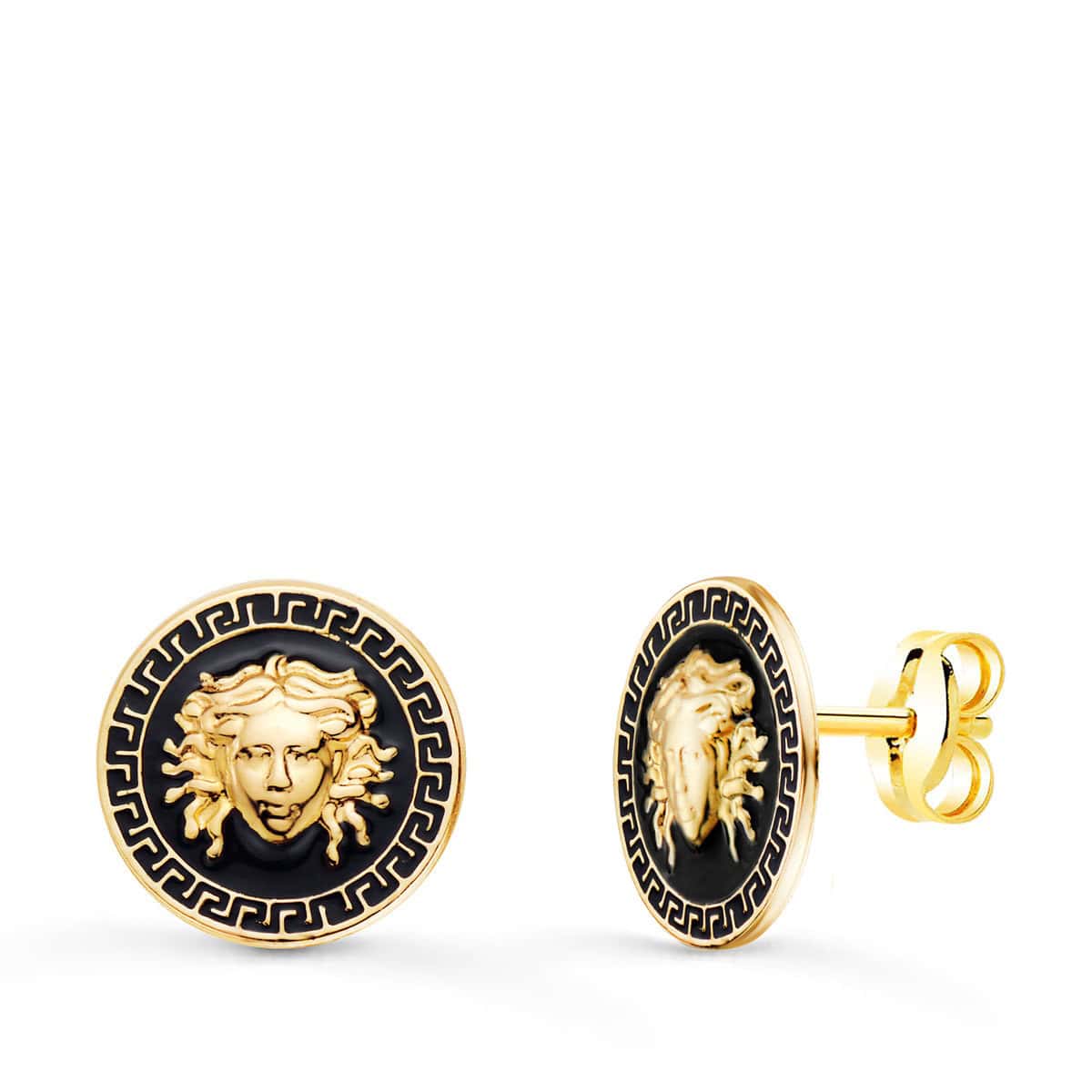 21379 Pendientes Medusa Greca 12 mm en Oro Amarillo 18K - Imagen 1