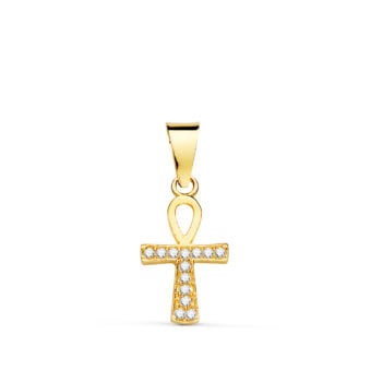 Cruz de la Vida 14 x 8 mm en Oro Amarillo de 18K Brillo