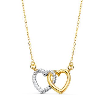 Gargantilla Corazón Entrelazado 13 x 9 mm Oro Bicolor 18K