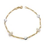 Pulsera en Oro Bicolor 18 Quilates Flores y Niños