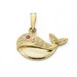 Colgante Ballena 13 x 9mm en Oro Amarillo 18 Quilates con Circonitas