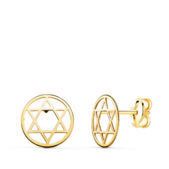 Pendientes Estrella de David 8 mm en Oro Amarillo 18 Quilates