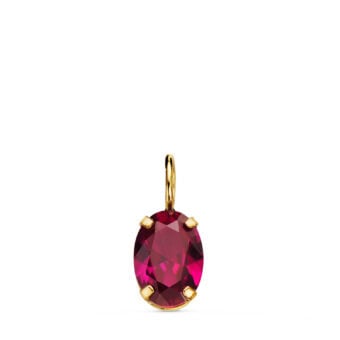 Colgante 7 x 5 mm Oro Amarillo 18K Circonita Roja Oval