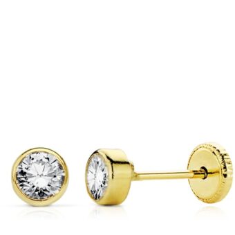 Pendientes Bebé 4mm Oro Amarillo 18K Bocel Circonita