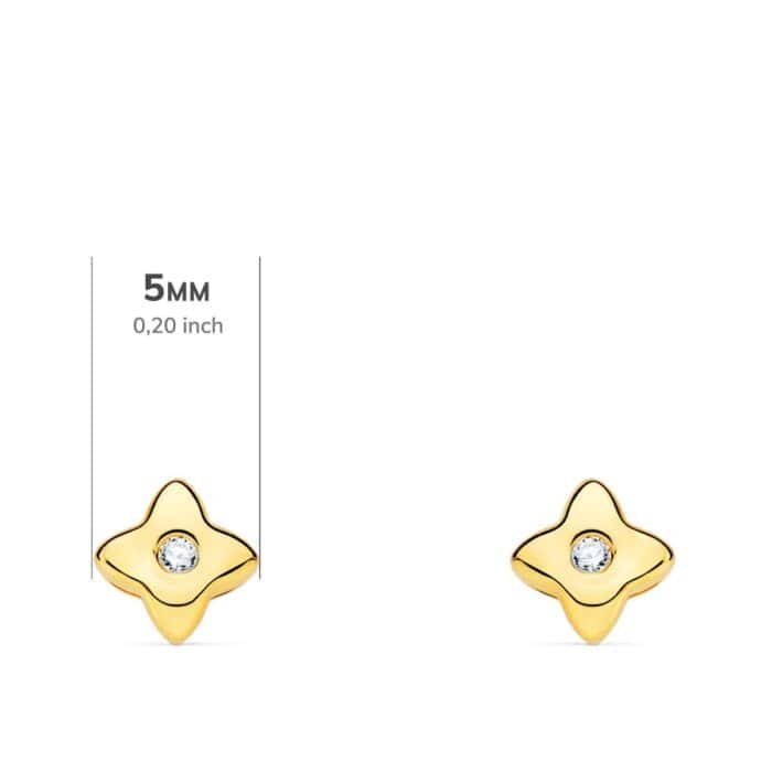 Pendientes 5 x 5 mm Oro Amarillo 18K Estrella y Diamantes 0,030 ct - Imagen 2