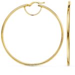 Pendientes Aro Tubular Liso 54 x 2 mm en Oro Amarillo de 18K