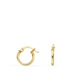 Pendientes Aro Tubular Liso 11 x 1,5 mm en Oro Amarillo de 18K
