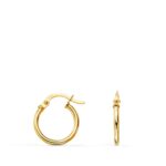 Pendientes Aro Tubular Liso 13 x 1,5 mm en Oro Amarillo de 18K