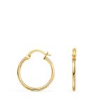 Pendientes Aro Tubular Liso 18 x 1,5 mm en Oro Amarillo de 18K