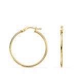 Pendientes Aro Tubular Liso 28 x 1,5mm en Oro Amarillo 18K