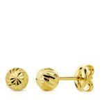 Pendientes Bola Tallada 5 mm Oro Amarillo 18K Presión