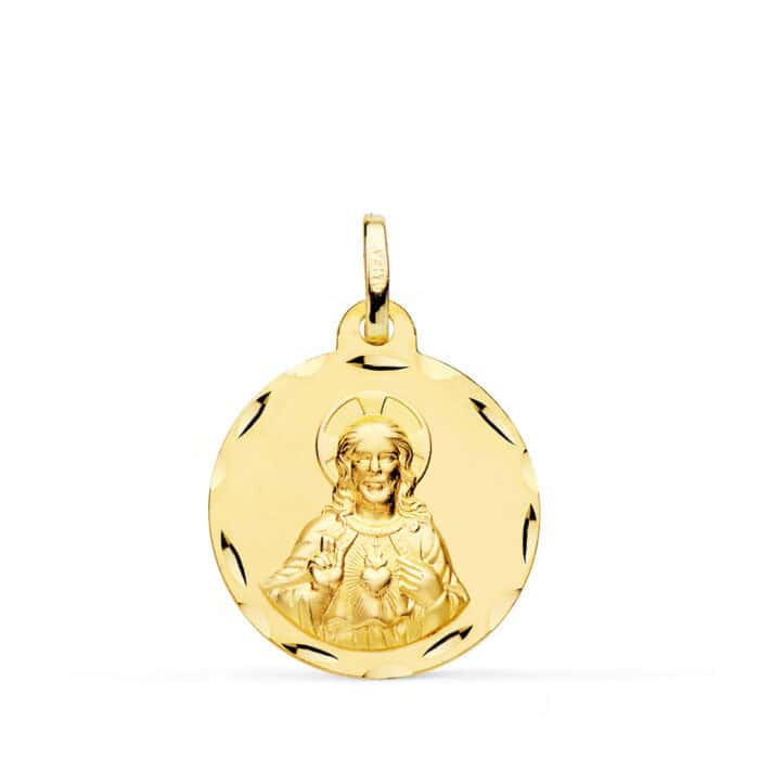 Medalla Sagrado Corazón de Jesús 20 mm Oro Amarillo 18K Tallas - Imagen 1