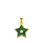 Colgante Mujer 12 x 11 mm Oro Amarillo 18K con Estrella y Malaquita