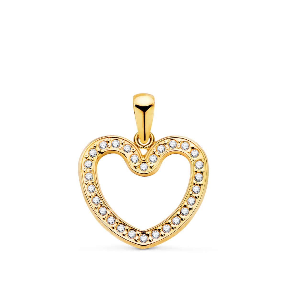 22377 Colgante 16 x 14,5 mm Corazón Circonitas en Oro Amarillo 18 Kilates - Imagen 1