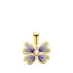Colgante 13 x 11 mm Oro Amarillo 18K Flor Esmalte Violeta