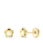 Pendientes Redondos Flor Cóncava 5 x 5 mm Oro Amarillo 18K Tuerca