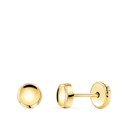 Pendientes Redondos 5 mm Oro Amarillo 18K Tuerca