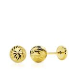 Pendientes Bola Tallada 6 mm Oro Amarillo 18K Tuerca