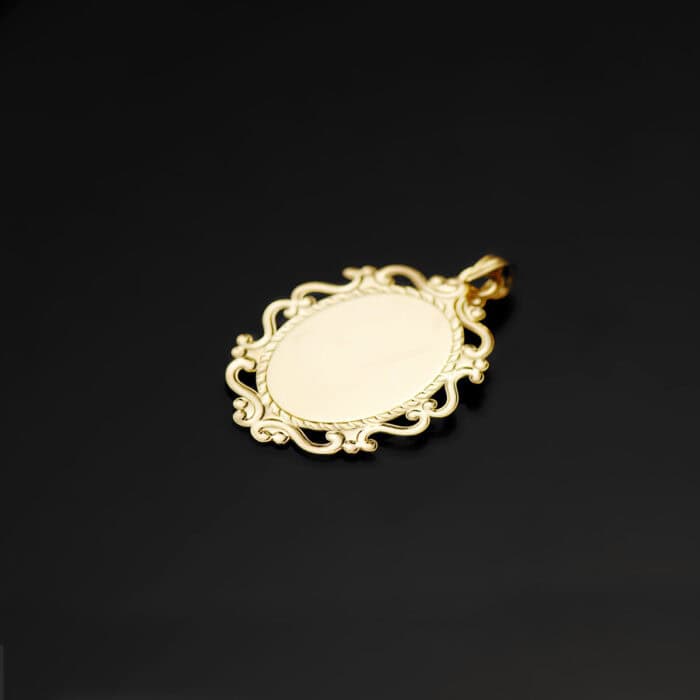 Medalla Comunión Virgen Niña 27 x 21mm en Oro Amarillo 18K Calado - Imagen 2