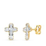 Pendientes Cruz Baguette 8,5 X 6,5 mm Oro Amarillo 18K