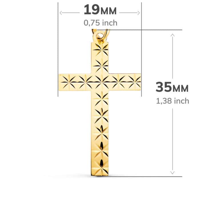 Cruz Tallada 35 x 19 mm en Oro Amarillo de 18K .1 Cruz Tallada 35 x 19 mm en Oro Amarillo de 18K - Imagen 3