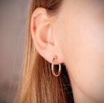 Pendientes Aro Tubular Liso 19 x 2 mm en Oro Amarillo de 18K - Imagen 2