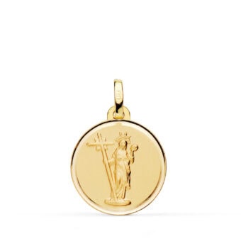 Medalla Santa Elena 18 mm Oro Amarillo 18K con Bisel