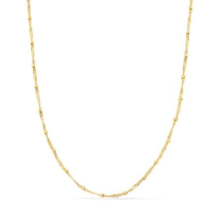 Cadena Singapur Bolas de Oro Amarillo 18 Quilates con 40 cm de Largo y 1,2 mm de Grosor