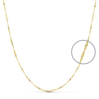 Cadena Singapur Maciza de Oro Amarillo 18K con 45cm de Largo y 1,2 mm de Grosor