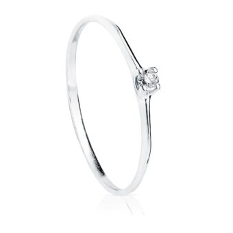 Solitario Compromiso Oro Blanco 18K y Diamante 0,055 ct