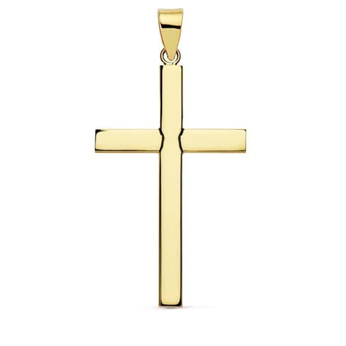Cruz Lisa 32x18 mm en Oro Amarillo de 18K - Imagen 1