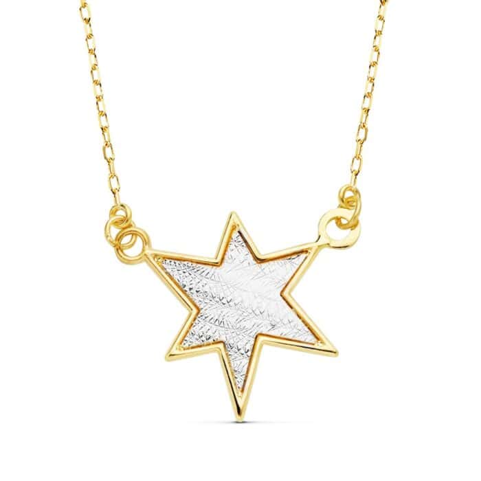 Gargantilla Estrella Oro Bicolor 18 Quilates Circonitas - Imagen 1
