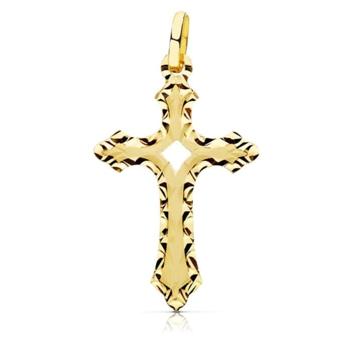 Cruz Lisa y Tallada 27×17 mm en Oro Amarillo de 18K - Imagen 1
